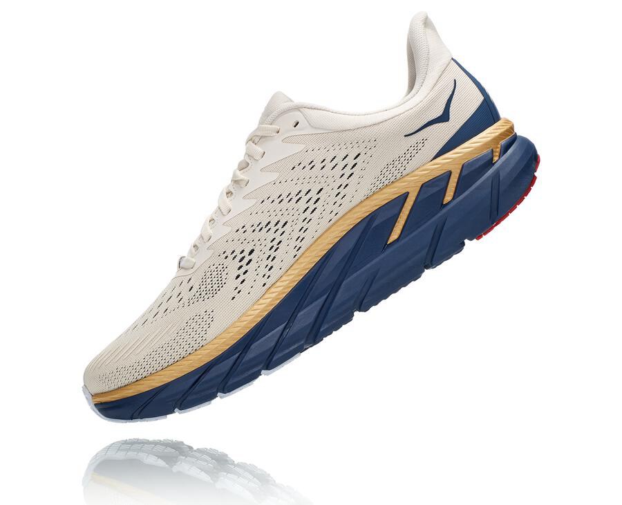 Hoka One One Running Shoes Mens White/Blue - Clifton 7 - 85190WKUI